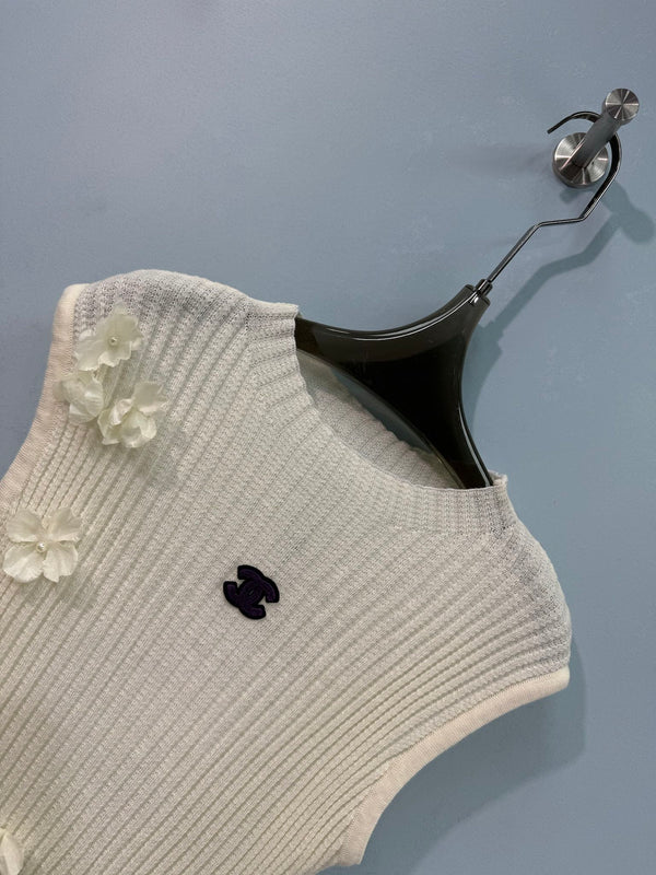 Gilet en Maille Chanel Crème en Laine 212276