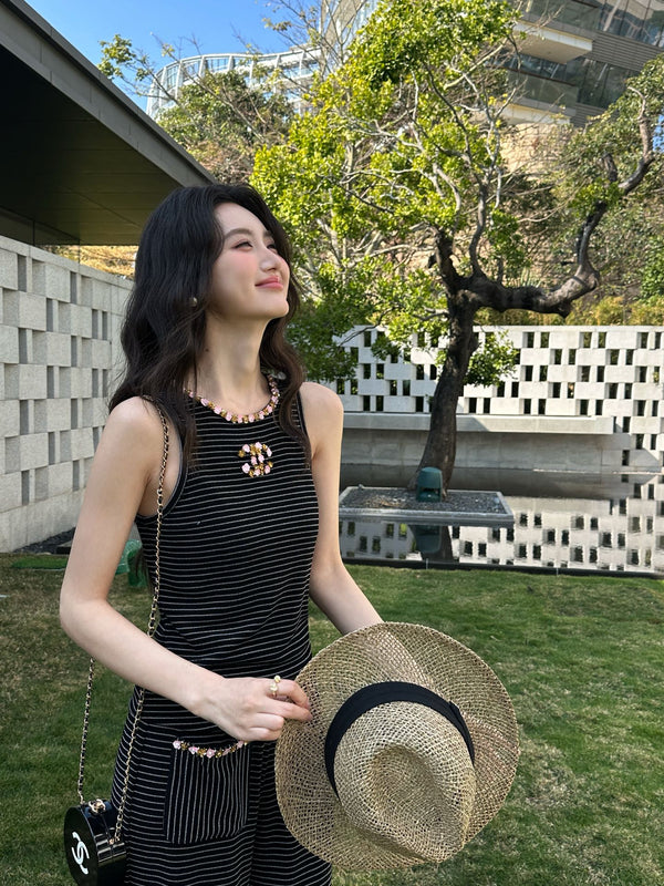 Chanel 26 Tailleur Rayé Noir en Acétate 202866