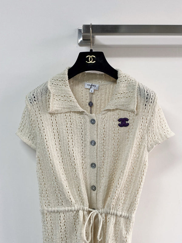 T-shirt Chanel à manches courtes, ivoire en coton nitrile 204086