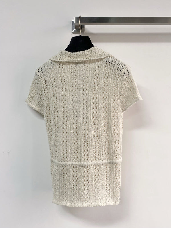 T-shirt Chanel à manches courtes, ivoire en coton nitrile 204086