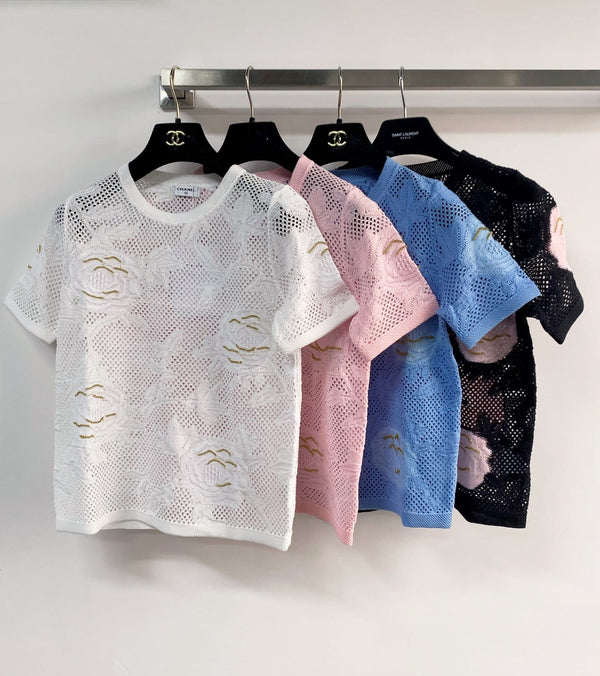 Chanel Short-Sleeve T-Shirt Black in Cotton 204036
