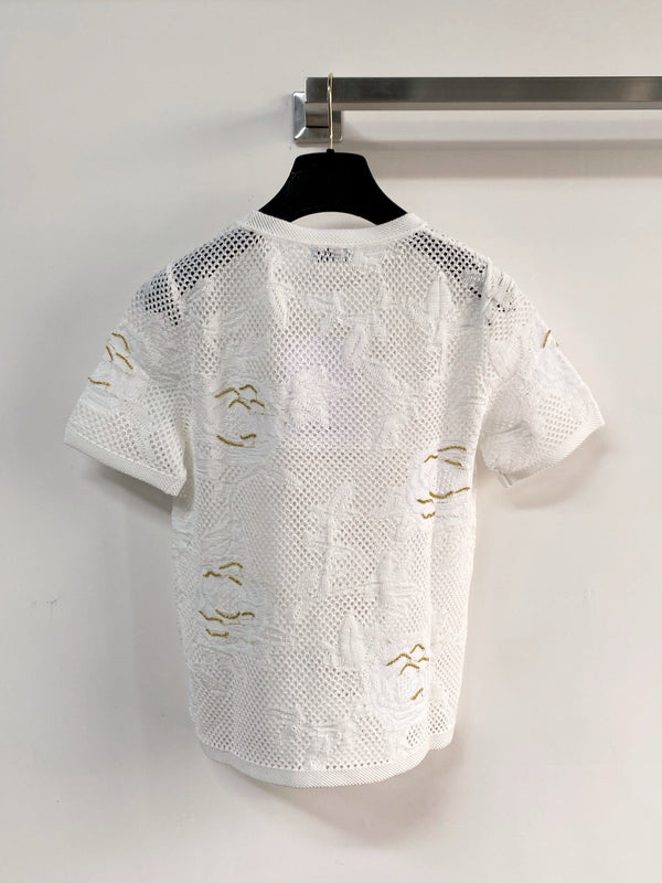 T-shirt Chanel à manches courtes blanc en coton 204035