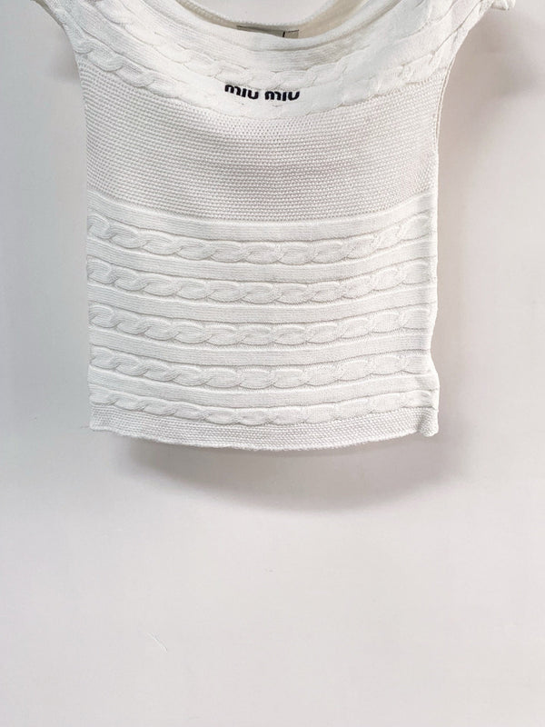 T-shirt Miumiu à manches courtes blanc en coton-nitrile 208017
