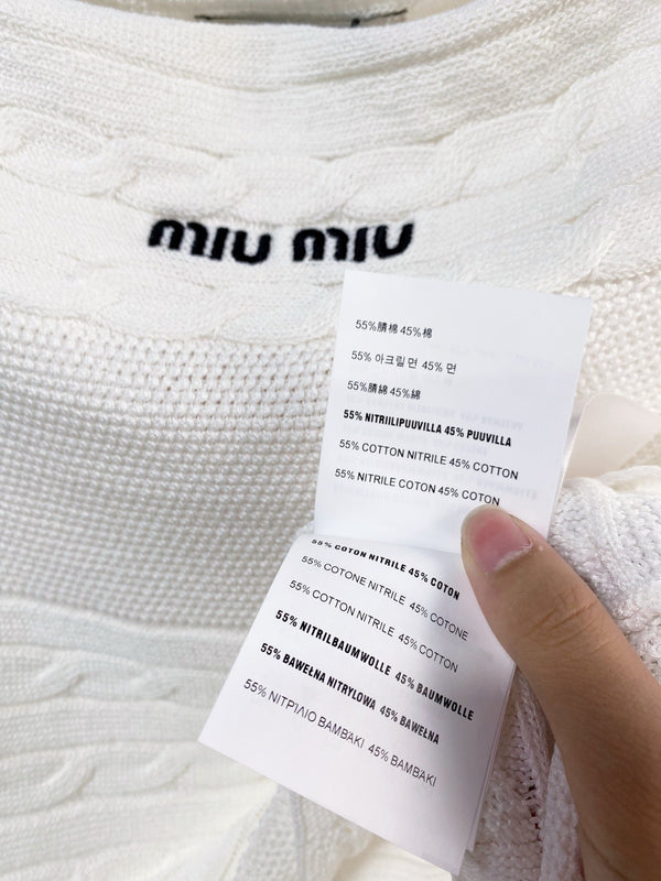 T-shirt Miumiu à manches courtes blanc en coton-nitrile 208017