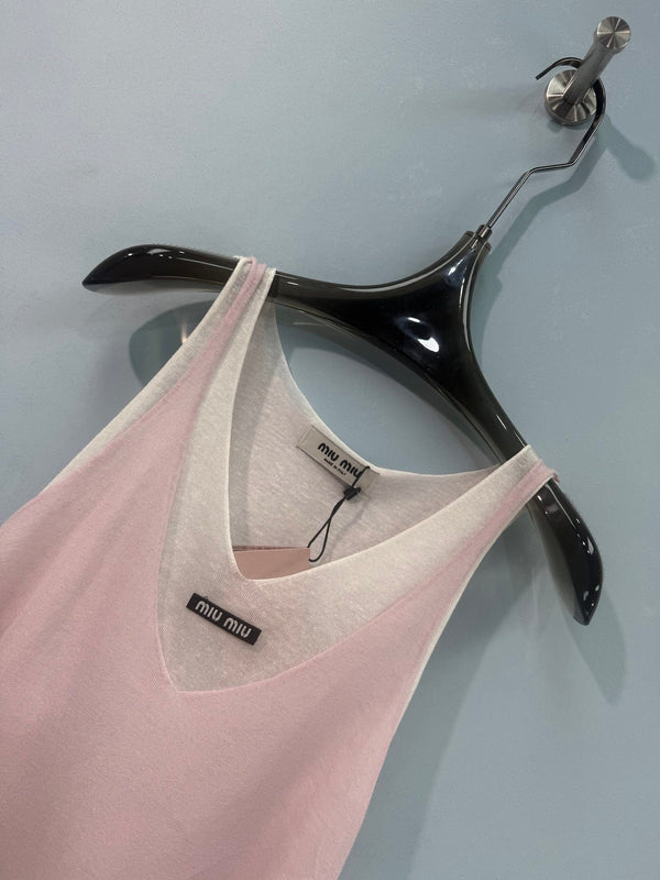 Miumiu Knitted Vest Pink in Silk 207752