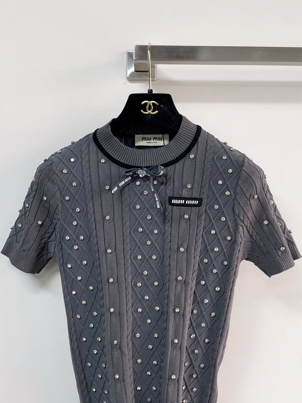 T-shirt Miu Miu manches courtes gris en acrylique 204090