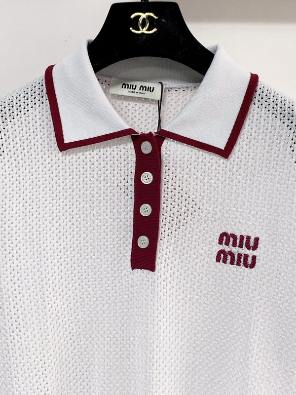 Miu Miu Short-Sleeve T-Shirt White in Wool 204084