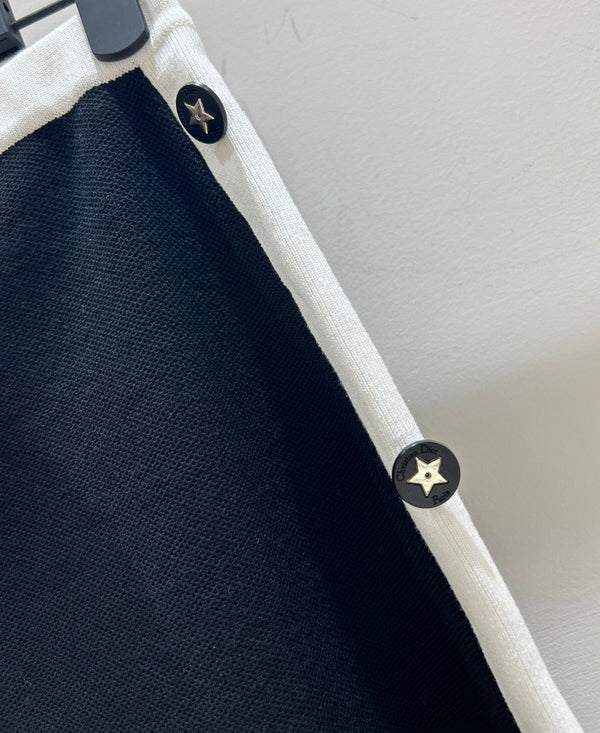 Dior Black and White Color-blocked Midi Skirt in Viscose 214023