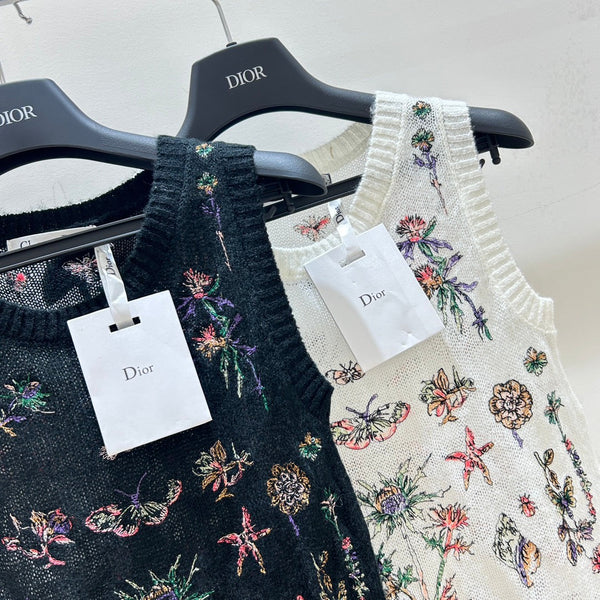 Dior Vest Elegant Floral in Wool Mohair