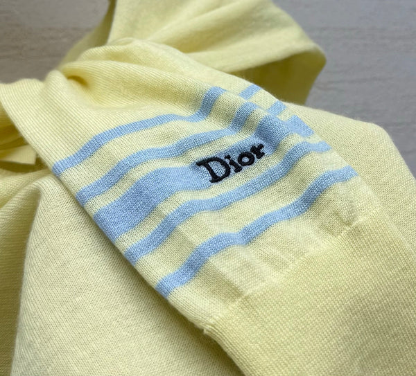 Dior Striped Shawl-style Knit Top Yellow Lemon in Cashmere 212930