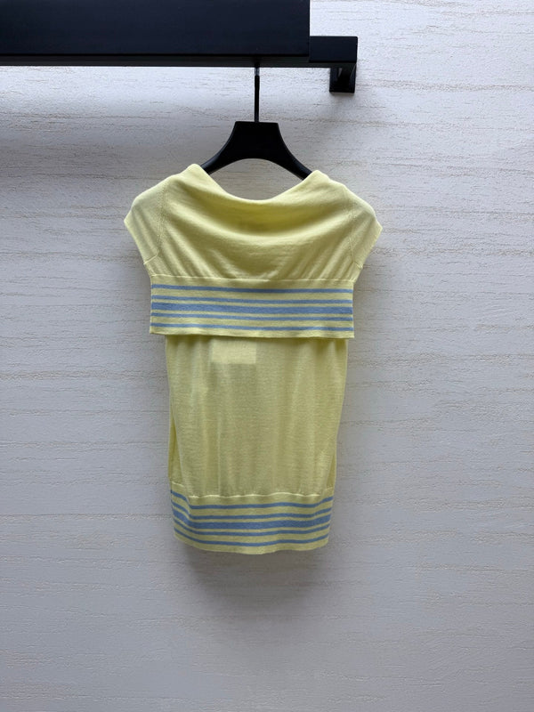 Dior Striped Shawl-style Knit Top Yellow Lemon in Cashmere 212930