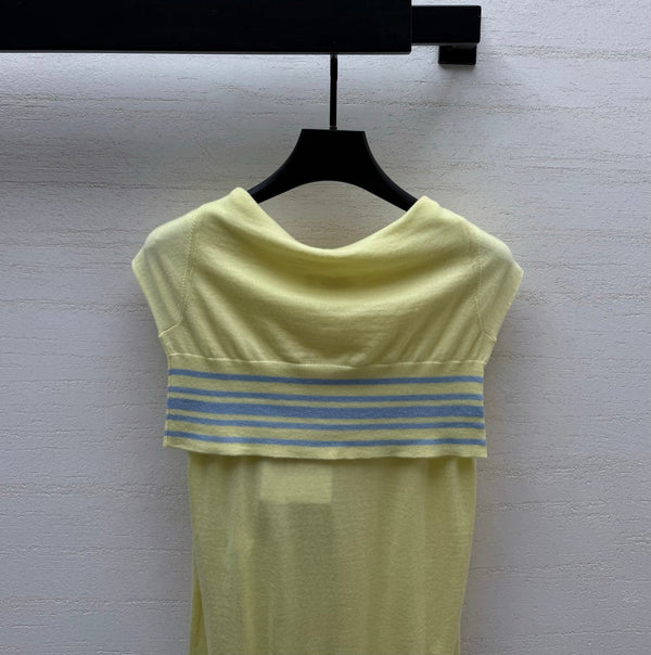 Dior Striped Shawl-style Knit Top Yellow Lemon in Cashmere 212930