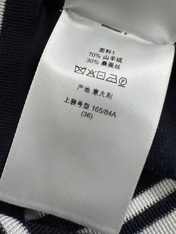 Dior Striped Shawl-style Knit Top Navy Blue in Cashmere 208799