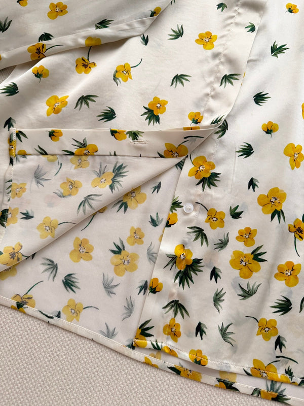 Dior 26SS Floral Silk Shirt White Yellow in Mulberry Silk 203811