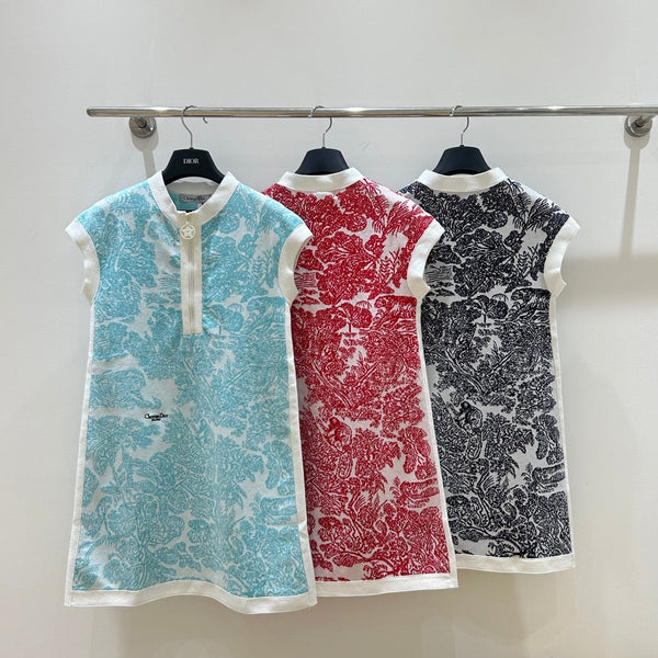 Dior French Retro Sleeveless Half-open Zipper Dress in Wool 201181