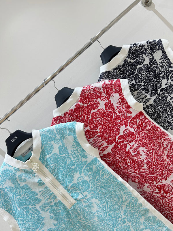 Dior French Retro Sleeveless Half-open Zipper Dress in Wool 201181