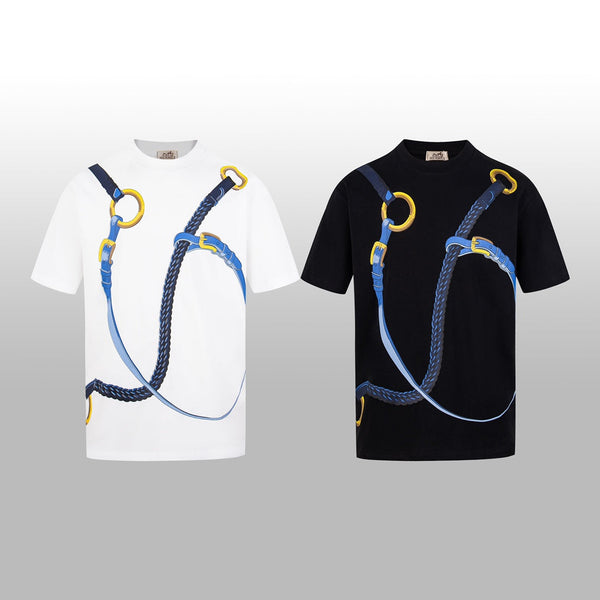 HM Short-Sleeve T-Shirt with Equestrian Theme Print White in Cotton 215417