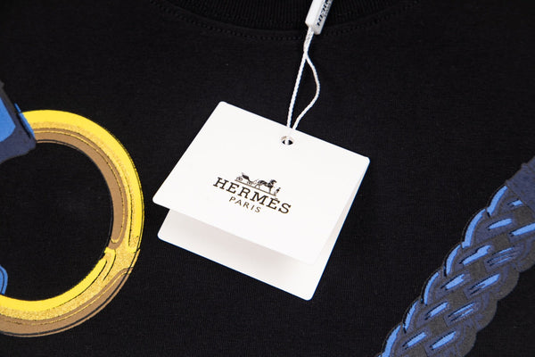 T-shirt à manches courtes HM en coton avec imprimé thème équestre Noir 215416