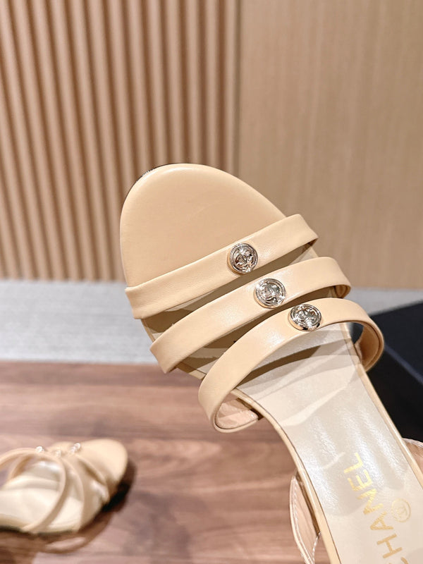 CC 26SS Strappy High-Heeled 85 Sandals Light Beige in Cowhide 692563