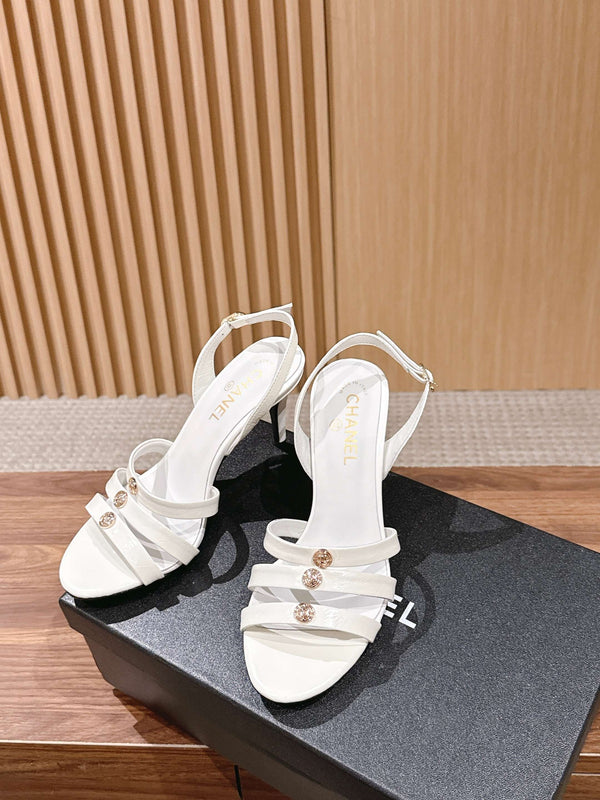 CC 26SS Strappy High-Heeled 85 Sandals White in Cowhide 692562