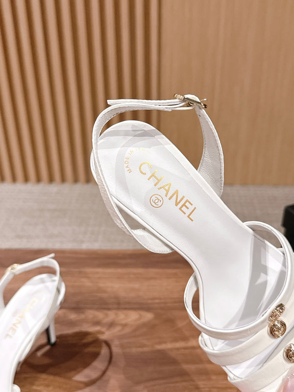 CC 26SS Strappy High-Heeled 85 Sandals White in Cowhide 692562