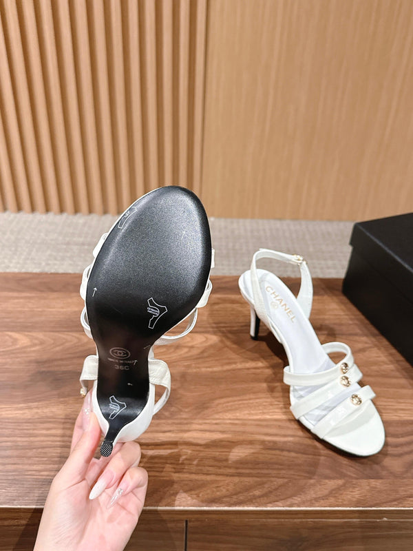 CC 26SS Strappy High-Heeled 85 Sandals White in Cowhide 692562