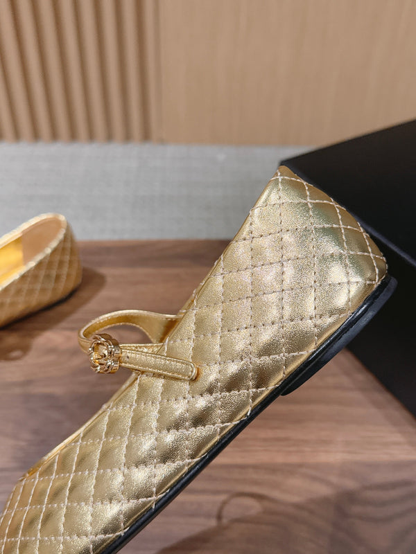 CC 26SS Quilted Mary Jane Gold in Calfskin 692536