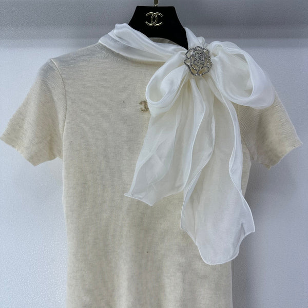Chanel Bow-Tie Knit Top Beige in Viscose 361050