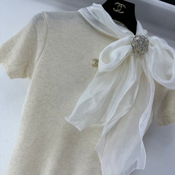 Chanel Bow-Tie Knit Top Beige in Viscose 361050