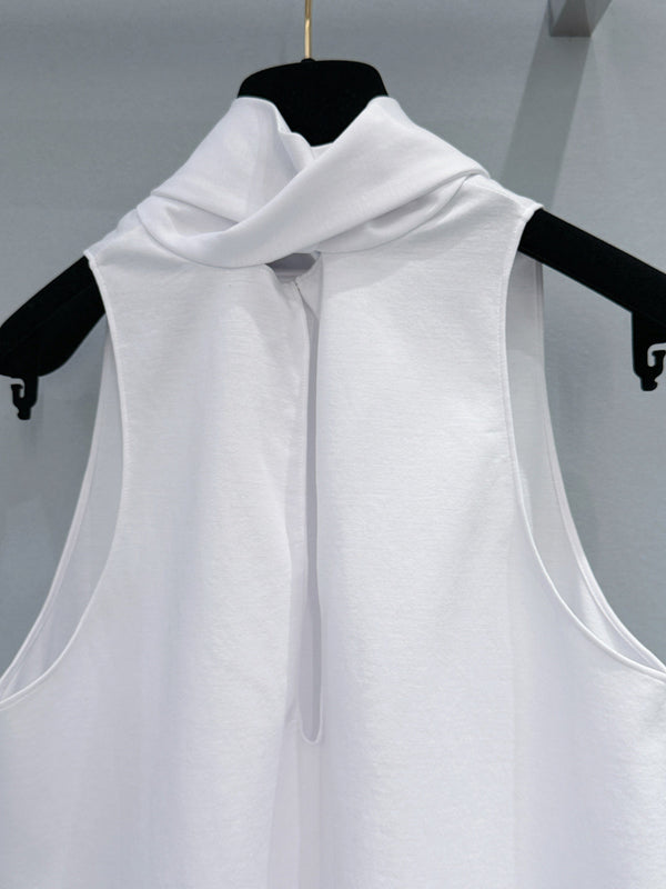 Chanel Floral Ribbon Sleeveless Top White in Cotton 221040