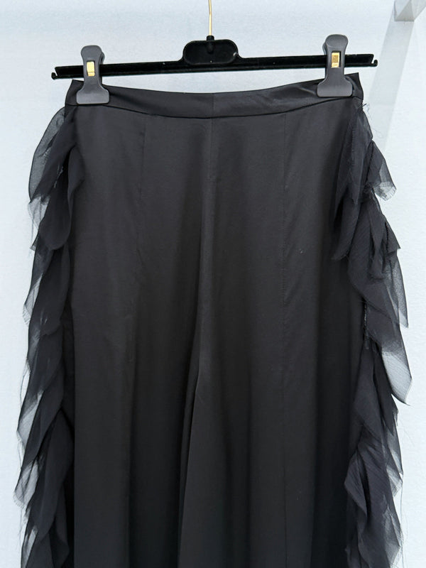 Chanel Ruffle Wide-leg Pants Black in 209458
