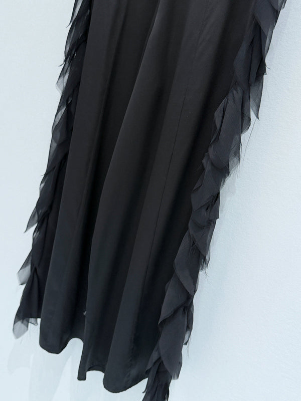 Chanel Ruffle Wide-leg Pants Black in 209458