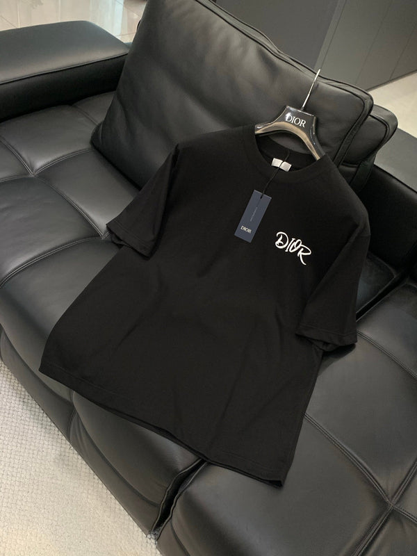 Dior Crew Neck Short-sleeved T-shirt Black in Cotton 232888