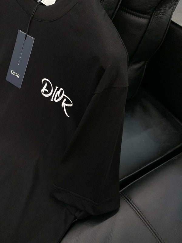 Dior Crew Neck Short-sleeved T-shirt Black in Cotton 232888