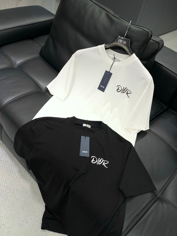 Dior Crew Neck Short-sleeved T-shirt Black in Cotton 232888