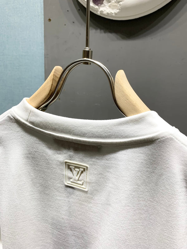 LV Embroidered Applique T-Shirt White in Cotton 229468