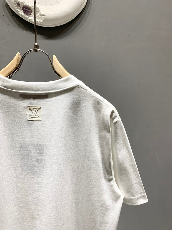 LV Embroidered Applique T-Shirt White in Cotton 229468
