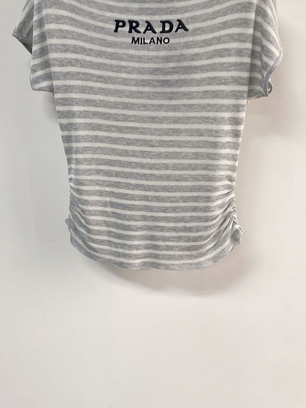 Prada Short-Sleeve T-Shirt Light Gray in Cotton 231744
