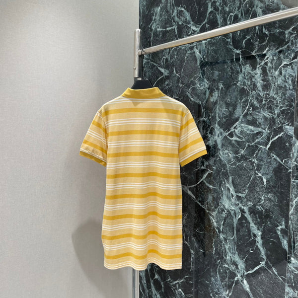 Prada 26 Striped Polo Dress Yellow White in Cotton 220256