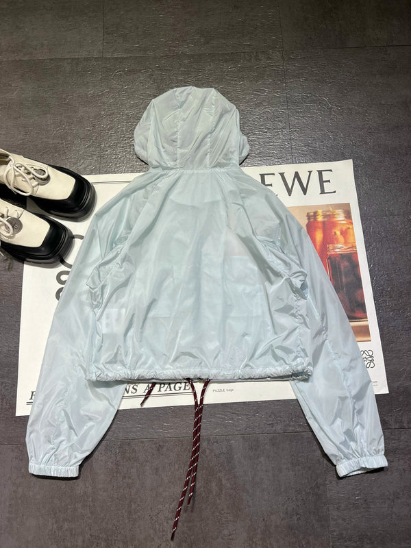Prada Lightweight Sun Protection Windbreaker Jacket Light Blue in Polyester 234570