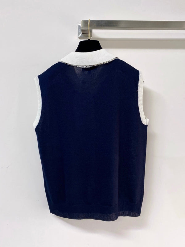 Chanel Vest Navy Blue in Wool 248311