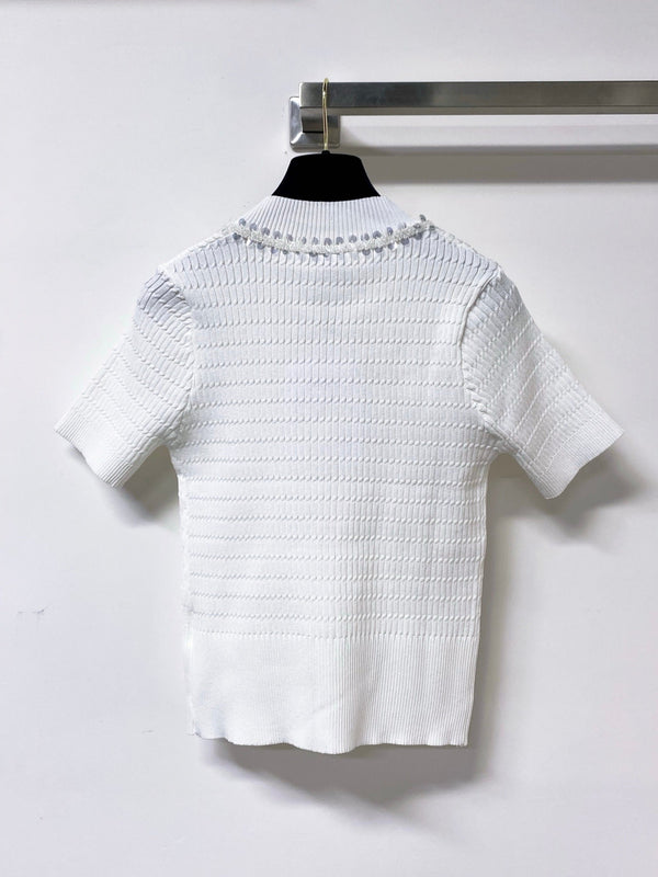 T-Shirt Chanel Manches Courtes Blanc en Coton 248257