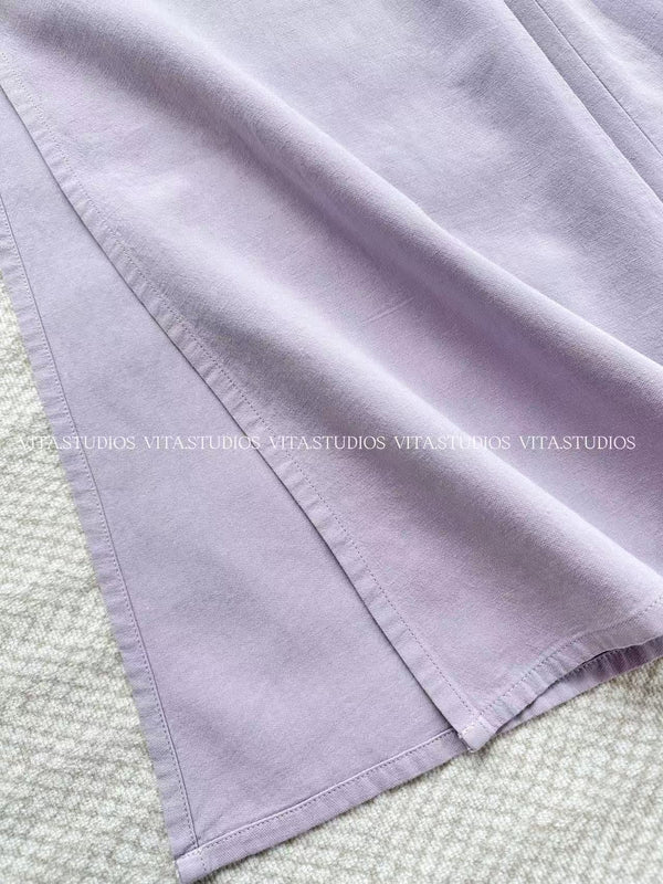 Chanel Rhinestone-Button Waist Trousers Purple in Cotton 236933