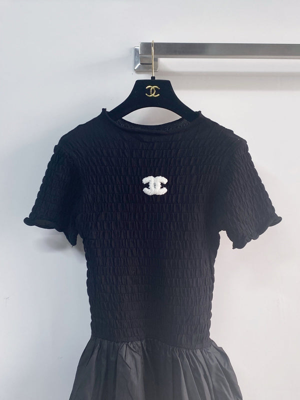 Chanel Short-Sleeve Dress Black in Polyester 235967