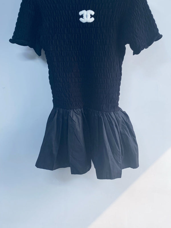 Chanel Short-Sleeve Dress Black in Polyester 235967