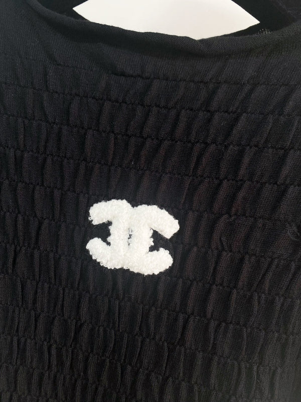 Chanel Short-Sleeve Dress Black in Polyester 235967