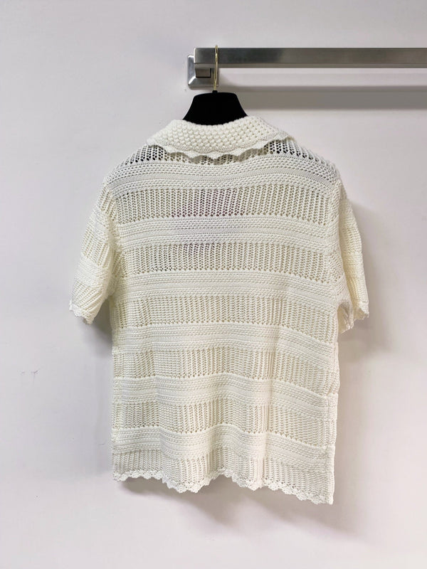 Miu Miu Cardigan Chemise manches courtes Crème en laine 252212