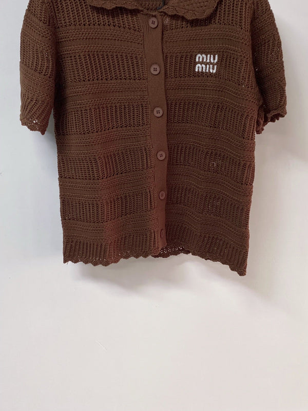 Cardigan Miu Miu Chemise manches courtes Marron en laine 252211