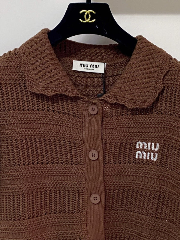 Cardigan Miu Miu Chemise manches courtes Marron en laine 252211