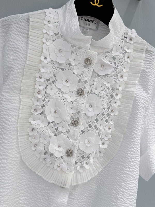 Chanel 26 Short-Sleeve Shirt White in Cotton 253586
